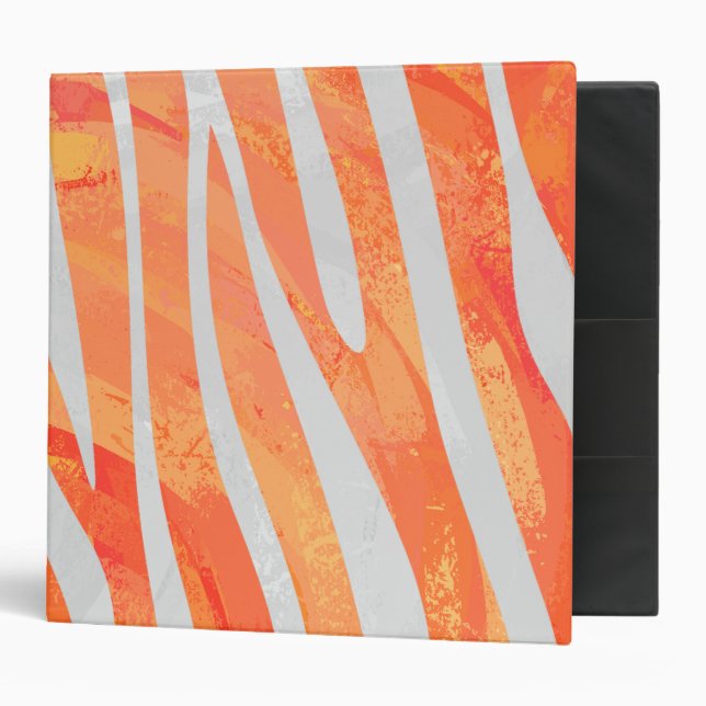 Zebra Orange and White Print 3 Ring Binder (Front/Inside)