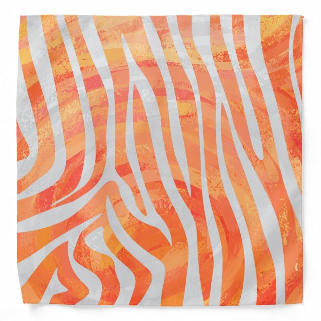 Zebra Orange and White Print Bandana (Front)