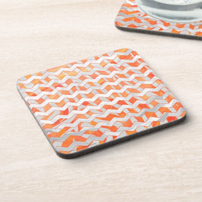 Zebra Orange and White Print Beverage Coaster (Left Side)