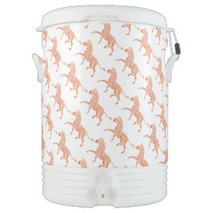 Zebra Orange and White Print Beverage Cooler
