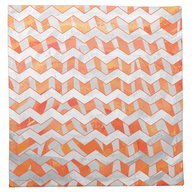 Zebra Orange and White Print Cloth Napkin (Front)
