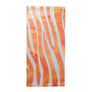 Zebra Orange and White Print Cloth Napkin