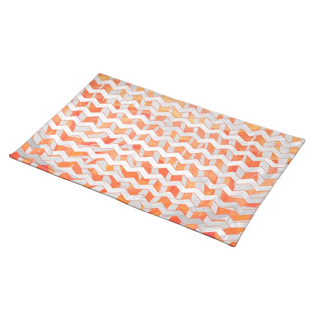 Zebra Orange and White Print Cloth Placemat (On Table)