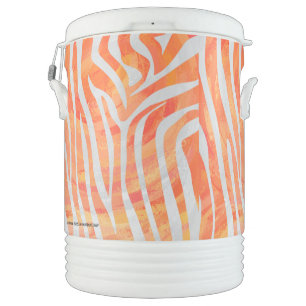 Zebra Orange and White Print Cooler