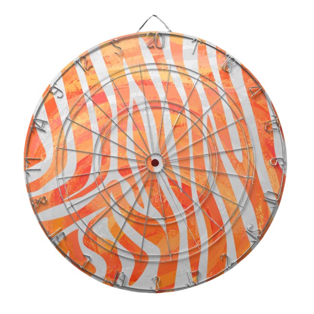 Zebra Orange and White Print Dart Board (Front)