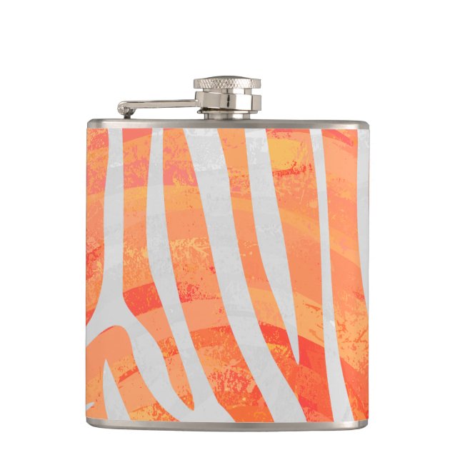 Zebra Orange and White Print Flask (Front)