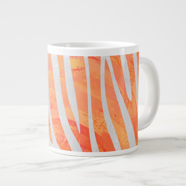 Zebra Orange and White Print Giant Coffee Mug (Front Right)