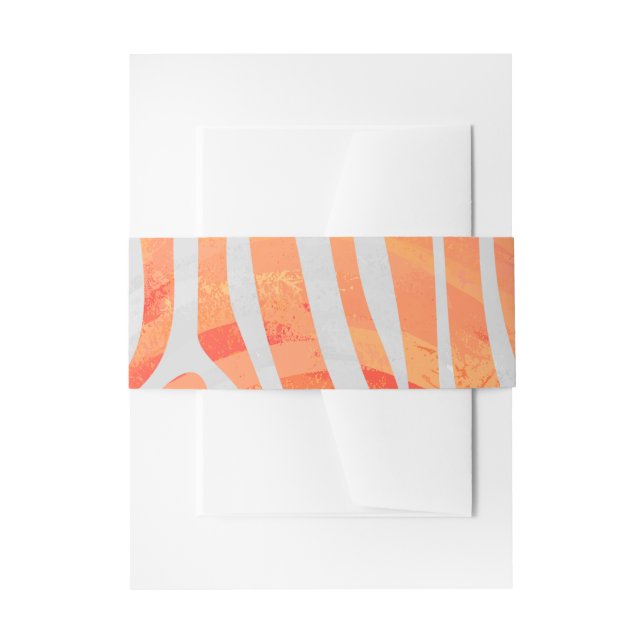 Zebra Orange and White Print Invitation Belly Band (Front Example)