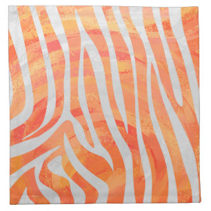 Zebra Orange and White Print Napkin