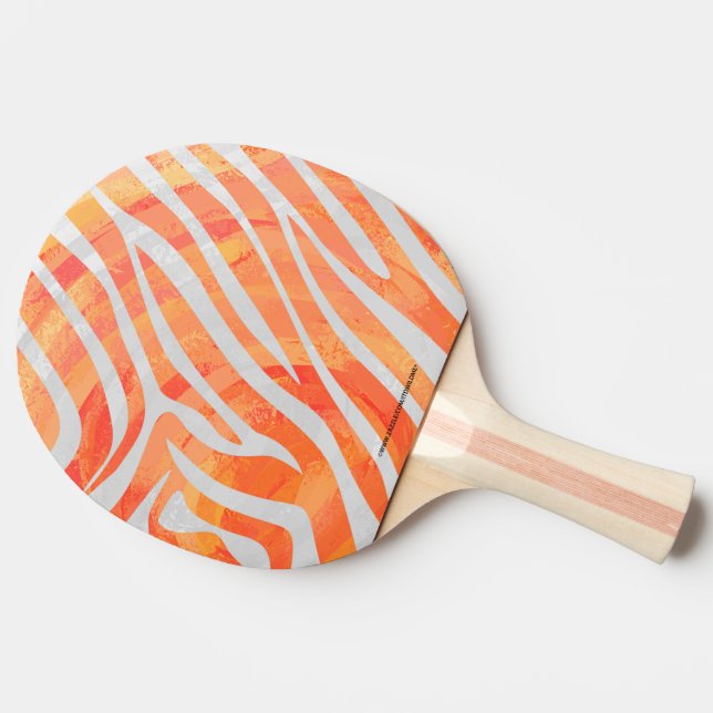 Zebra Orange and White Print Ping Pong Paddle (Side)