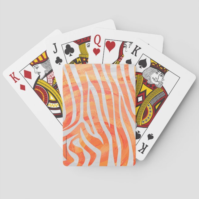 Zebra Orange and White Print Poker Cards (Back)