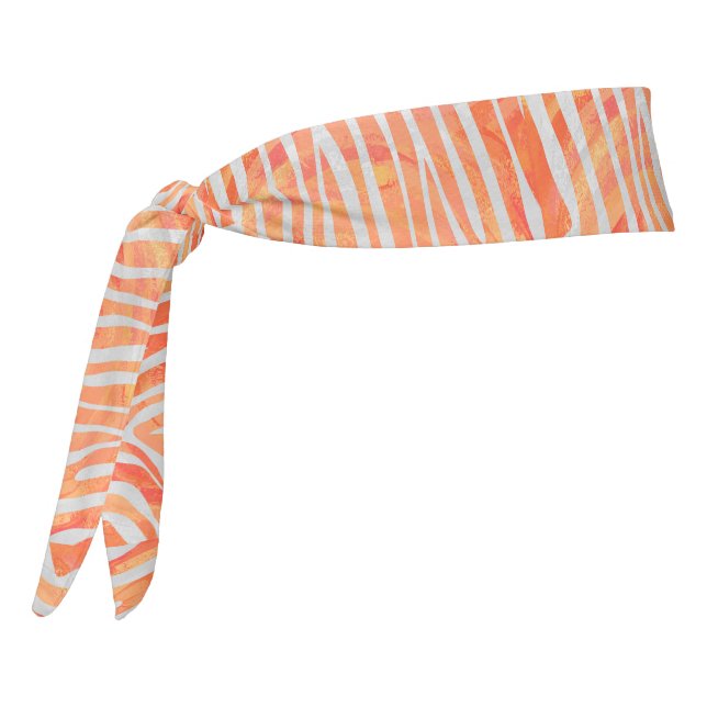 Zebra Orange and White Print Tie Headband (Rotate 270)