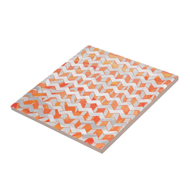 Zebra Orange and White Print Tile (Side)