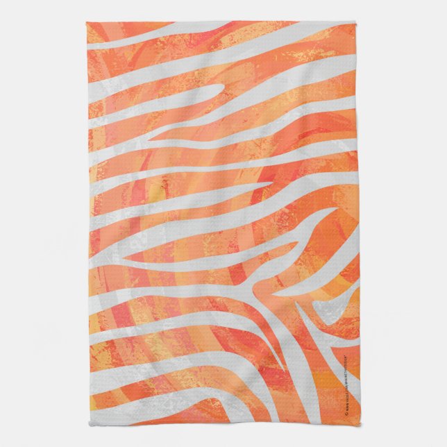 Zebra Orange and White Print Towel (Vertical)