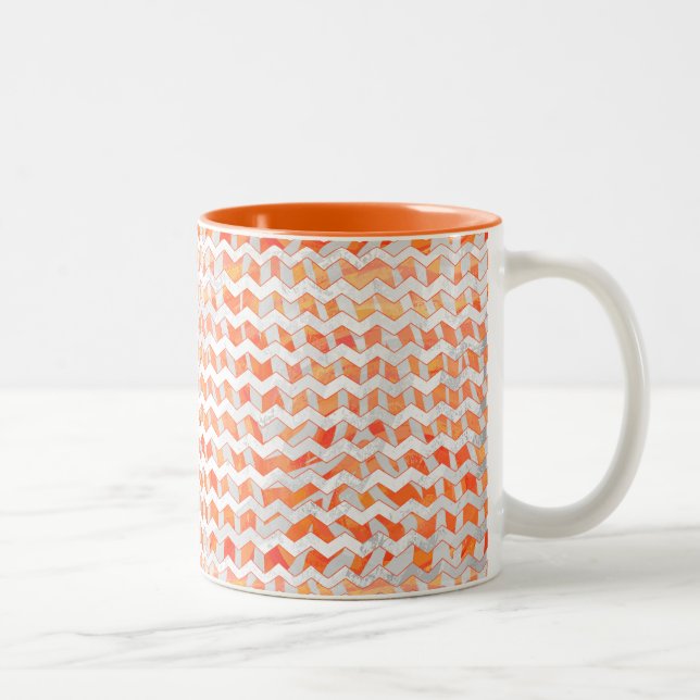 Zebra Orange and White Print Two-Tone Coffee Mug (Right)