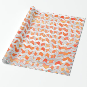 Zebra Orange and White Print Wrapping Paper