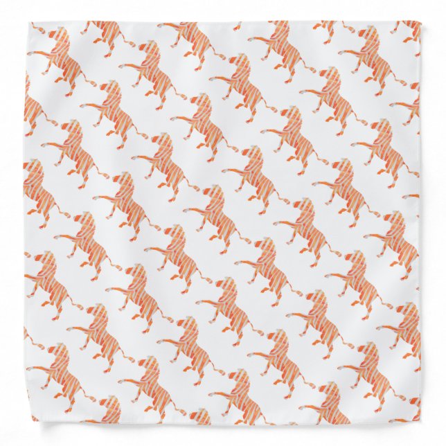 Zebra Orange and White Silhouette Bandana (Front)