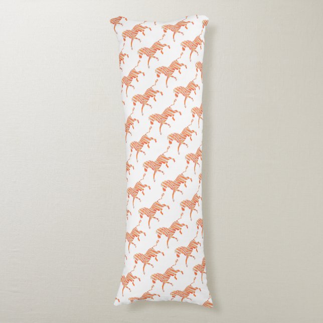 Zebra Orange and White Silhouette Body Pillow (Front Vertical)