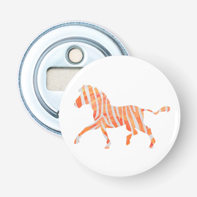 Zebra Orange and White Silhouette Bottle Opener (Front)