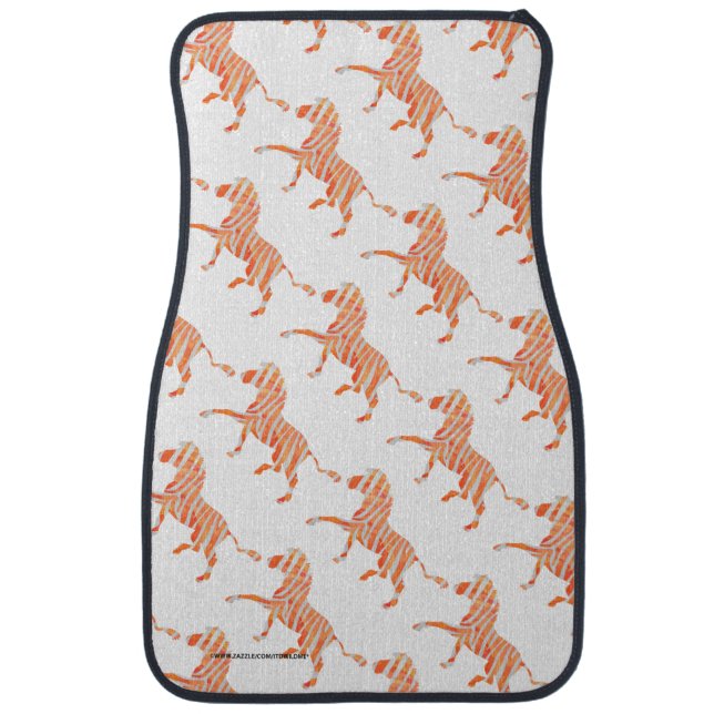 Zebra Orange and White Silhouette Car Floor Mat (Front)