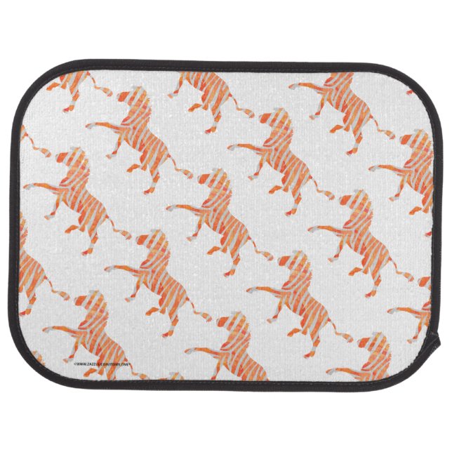 Zebra Orange and White Silhouette Car Mat (Rear)