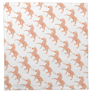 Zebra Orange and White Silhouette Cloth Napkin