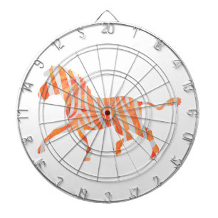 Zebra Orange and White Silhouette Dartboard With Darts