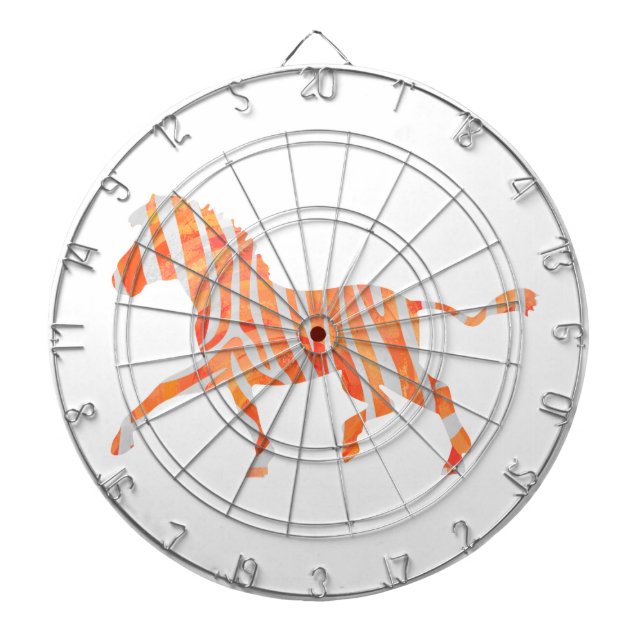 Zebra Orange and White Silhouette Dartboard With Darts (Front)