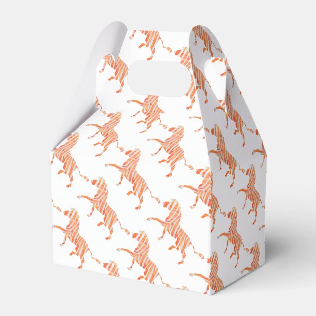 Zebra Orange and White Silhouette Favor Boxes (Front Side)