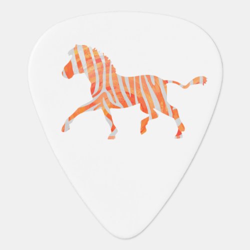 Zebra Orange and White Silhouette Guitar Pick