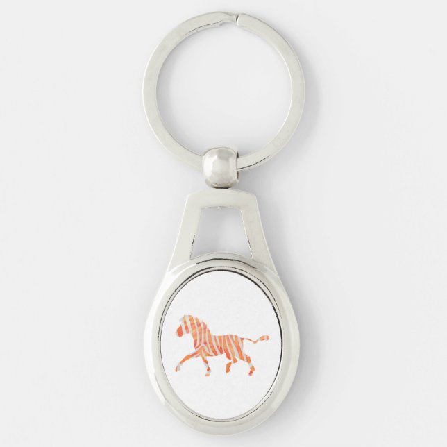 Zebra Orange and White Silhouette Keychain (Front)