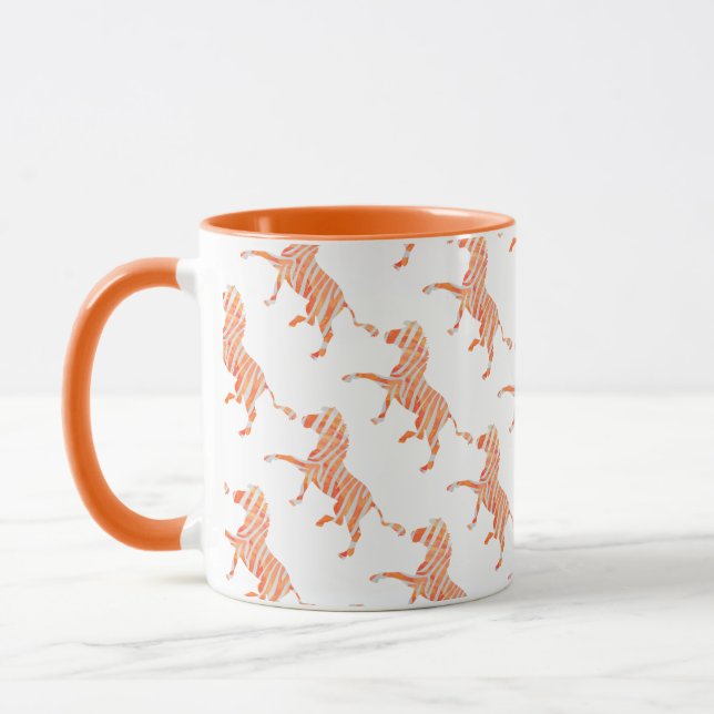 Zebra Orange and White Silhouette Mug (Left)