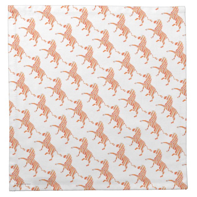 Zebra Orange and White Silhouette Napkin (Front)