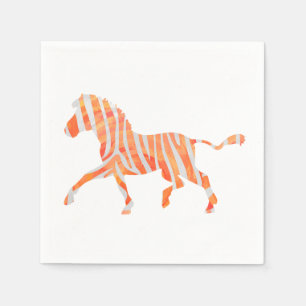 Zebra Orange and White Silhouette Napkins