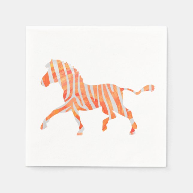 Zebra Orange and White Silhouette Napkins (Front)