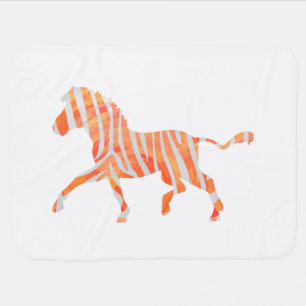 Zebra Orange and White Silhouette Swaddle Blanket