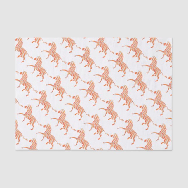 Zebra Orange and White Silhouette Tissue Paper (Front)