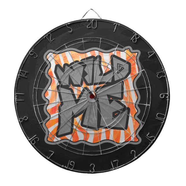 Zebra Orange and White Wild Me Dart Board (Front)