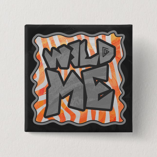 Zebra Orange and White Wild Me Pinback Button (Front)