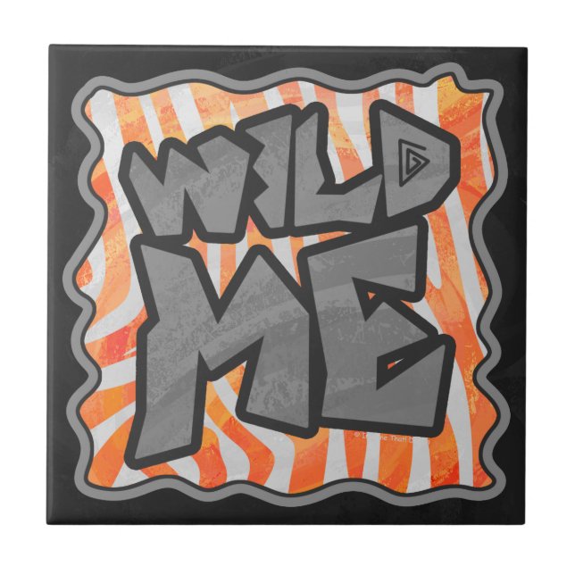 Zebra Orange and White Wild Me Tile (Front)