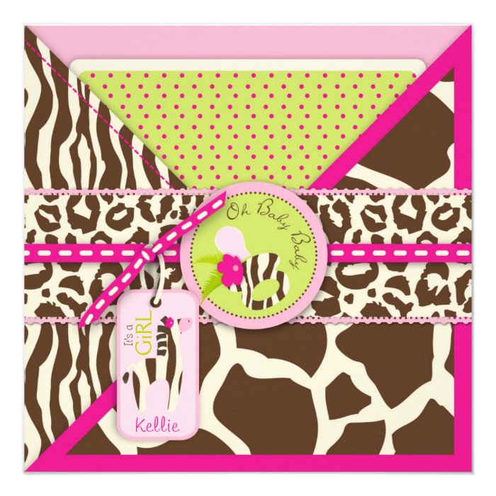 Zebra & Pacifier Safari Animal Print Baby Shower Custom Invites