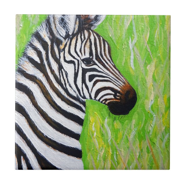 Zebra Painting Ceramic Tile (Front)