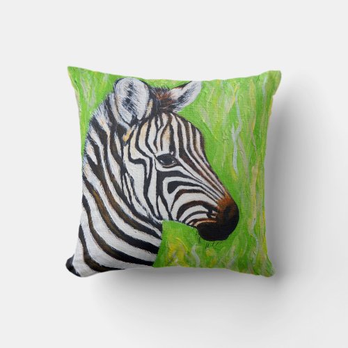 Zebra Painting Throw Pillow