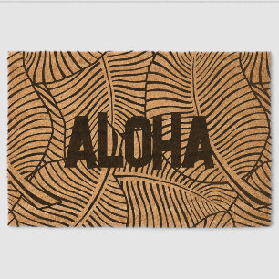 Zebra Palm Aloha Hawaiian Tropical - Black Fiber Doormat