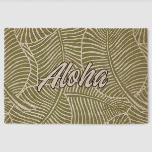 Zebra Palm Aloha Hawaiian Tropical - Olive Fiber Doormat