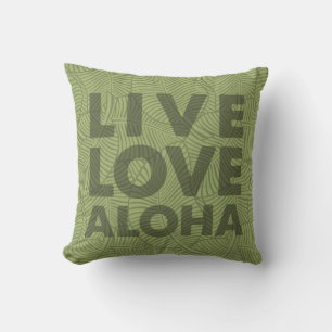 Zebra Palm Aloha Hawaiian Tropical Olive Green Outdoor Pillow