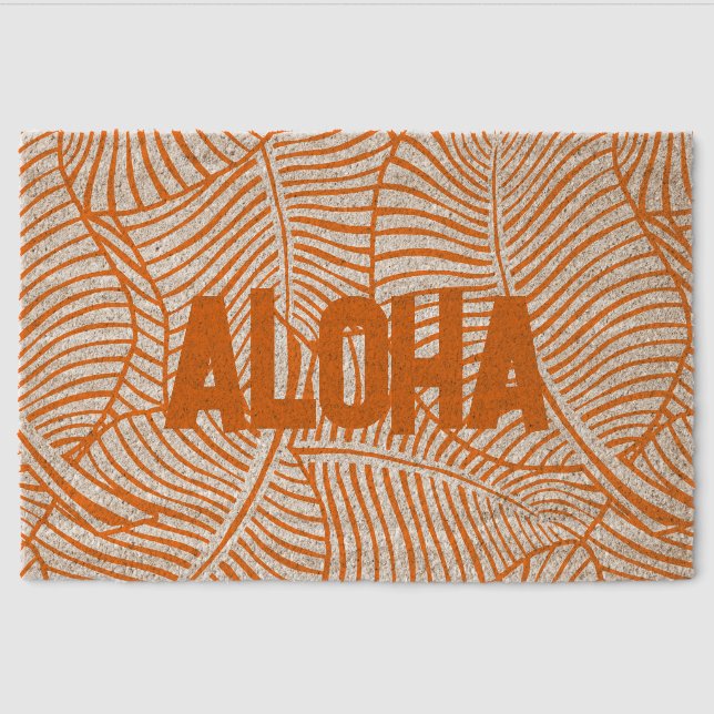 Zebra Palm Aloha Hawaiian Tropical - Orange Fiber Doormat (Front)