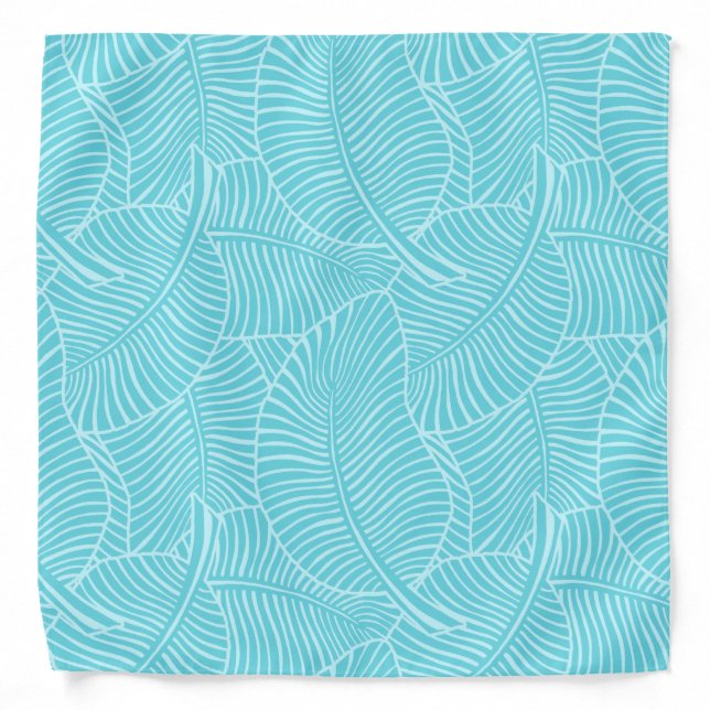 Zebra Palm Hawaiian Tropical  - Aqua Bandana (Front)