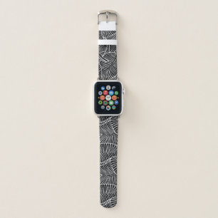 Zebra Palm Hawaiian Tropical Black and White Apple Watch Band