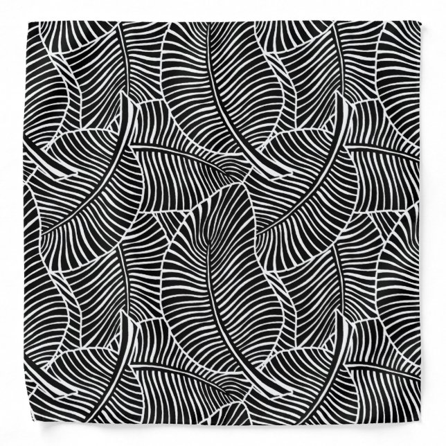 Zebra Palm Hawaiian Tropical  - Black and White  Bandana (Front)
